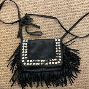 Sonia Rykiel black fringe crossbody bag with studs - USED